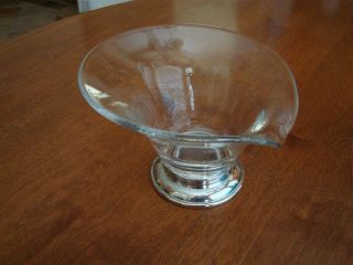 Web Sterling Silver And Glass Nut Candy Dish Unusual Shape Ex Cond