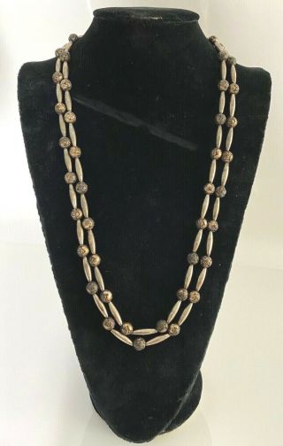 Vintage Native American Navajo Sterling Silver.  925 Stamped Bench Bead Necklace