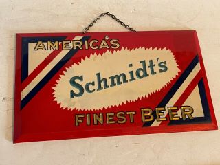 Vintage 1940 - 50s Schmidts Beer Prismatic Sign Bastian Bros N.  O.  S.