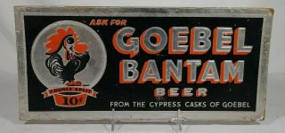Old Goebel Bantam Beer Back Bar Display Sign Brewster Rooster Detroit Michigan
