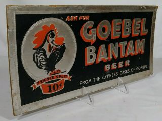 Old Goebel Bantam Beer Back Bar Display Sign Brewster Rooster Detroit Michigan 4