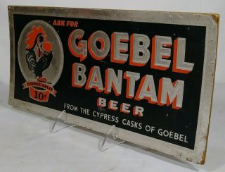 Old Goebel Bantam Beer Back Bar Display Sign Brewster Rooster Detroit Michigan 5