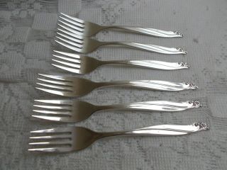 Wm Rogers & Son Silverplate 1961 Gaiety - 3 Dinner Forks & 3 Salad Forks