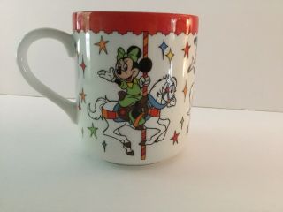 Walt Disney World Coffee Mug Cup Vintage Mickey Minnie Mouse Donald Carousel