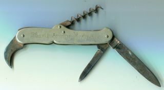 Pre Prohibition Bartholomay Brewing Co Beer Pocket Knife Corkscrew Rochester Ny