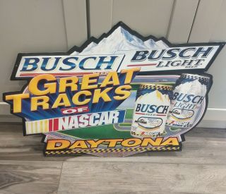 Rare Busch Beer Racing Sign Nascar Busch Light Daytona Tin 2001bar Man Cave Keg
