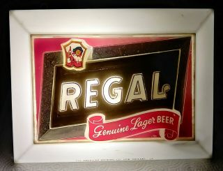 Old Regal Beer Lighted Back Bar Display Sign American Brewing Orleans La Lit