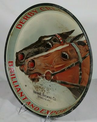 Pre Prohibition Tin Beer Serving Tray National Brewing Co Syracuse NY Horses Ale 4