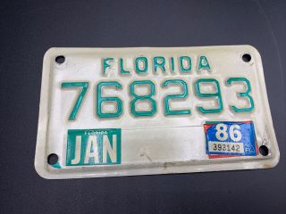 1986 Florida Motorcycle License Plate Vintage License Plate 768293
