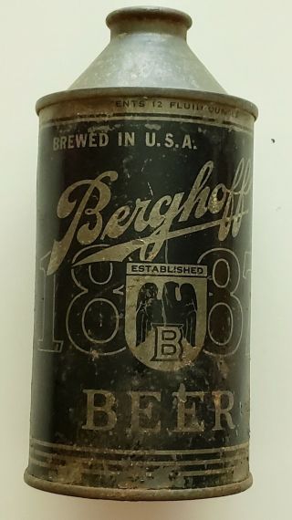 Berghoff 1887 Beer Can,  Ww2 Export Cone Top,  Rare Black Paint