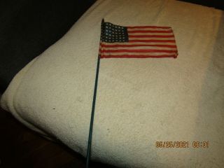 Vintage 8 " X 5  Faded Old Glory " 48 Star American Flag On 17 " Long Staff.
