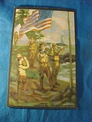 1914 Scout Gum Co Postcard 11 - Boy Scouts Flag Salute By Hc Edwards