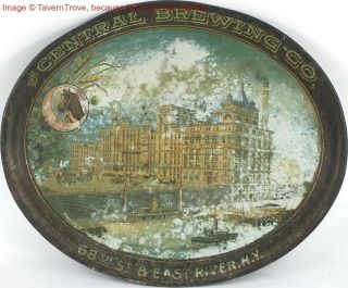 Rare 1900s York Central Brewing Co Factory Scene 16½ Inch Tavern Trove