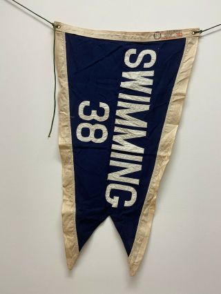 1938 Felt Swimming Meet Pennant Flag 30 " X 19 " (likely Not Bsa) [fl107]