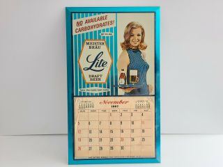 Vintage Meister Brau Light Beer Tin Calendar 1967 - 68 Sign