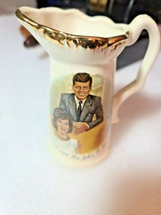 Vintage 60s John F.  Kennedy.  Creamer/pitcher White With Gold Trim