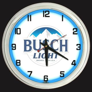 16 " Busch Light Beer Sign Blue Neon Clock Man Cave Garage Bar