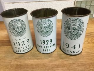 Three Different Dartmouth Class Reunion Tin Can Beer Cups