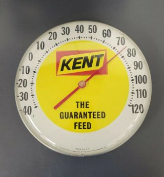 Vintage Kent Feeds Farm Advertising Round Thermometer 12 Inch