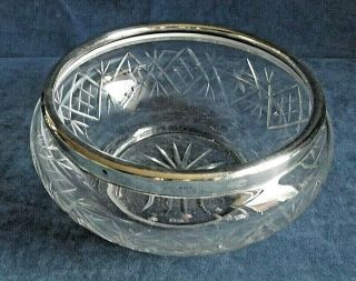 Large Cut Glass Solid Silver Rimmed Fruit Bowl London 1923