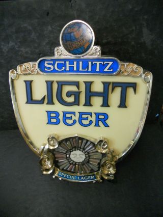 Schlitz Light Beer Sign Rotating Sun Color Wheel 17” X 21”