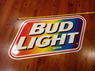 Vintage Bud Light Beer Metal Sign 1995 Rainbow Garage Mancave