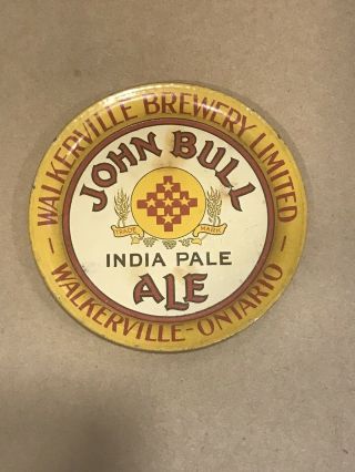 Rare Vintage Walkerville Brewery John Bull Ale Tin Litho Tip Tray Ontario Canada