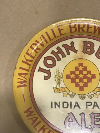 RARE Vintage Walkerville Brewery John Bull Ale Tin Litho Tip Tray Ontario Canada 3