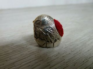 A Fine Solid Sterling Silver Hallmarked Novelty Chick Bird Pincushion