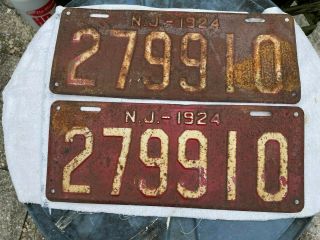 Vintage 1924 Jersey License Plate Set