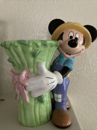 9” Disney Mickey Mouse Ftd Flower Pot Vase Ceramic Planter 2000
