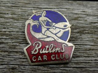 Vintage Butlins Car Club Enamel Pin Badge By J.  R.  Gaunt,  London