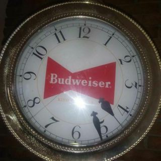 Vintage Budweiser Large Rotating Pocket Watch Lighted Sign With Fob