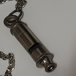 Vintage The Metropolitan Patent Whistle And Chain Made In England 2