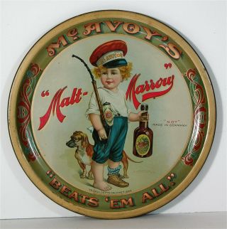 1899 Pre Prohibition Mcavoy Brewing Compnay Tin Litho Advertising Beer Tray