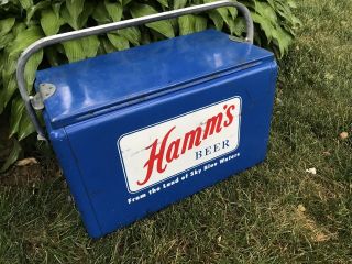 1950’s Vintage Metal Hamms Beer Cooler - Cronstroms W/tray - St Paul Mn.