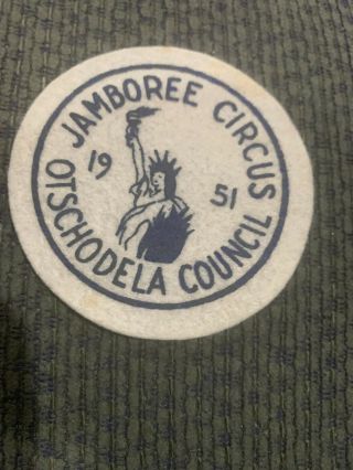 1951 Felt Boy Scout Patch Otschodela Council Jamboree Circus Bsa