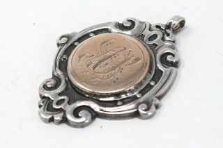 A Great Antique Art Deco C1920 Sterling Silver 925 & Gold Fire Drill Fob Medal