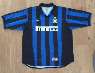 Vintage Nike Mens Inter Milan 1998 - 99 Home Shirt Xl Footbal Soccer Jersey