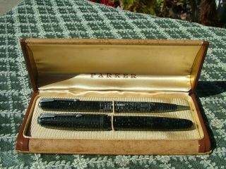 Vintage Parker Vacumatic Fountain Pen & Pencil Set With Box