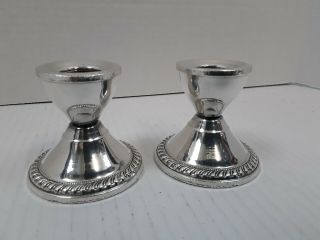 Two Weighted Sterling Candle Holders 2 - 3/8 " Unknown Maker