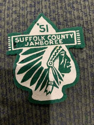 1951 Felt Boy Scout Patch Suffolk County Jamboree Bsa