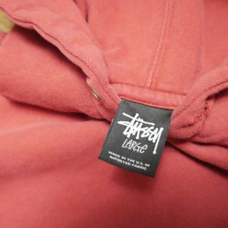 Vintage Stussy Hoodie Men Sz Xl Red Pullover Sweatshirt Made In Usa Big Logo