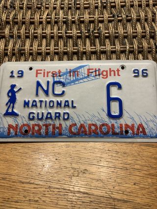 1996 North Carolina Nc National Guard License Plate Tag 6 First In Flight