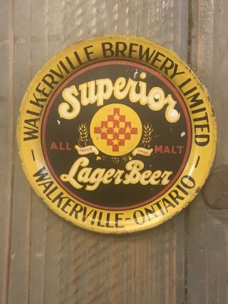 RARE Walkerville Brewery Ontario Canada Tin Litho 1930 ' s Beer Tip Tray 5 
