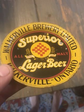 RARE Walkerville Brewery Ontario Canada Tin Litho 1930 ' s Beer Tip Tray 5 