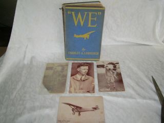 Vintage Charles Lindbergh Memorabilia We Book 5 Postcard Pictures Spirit Of St.