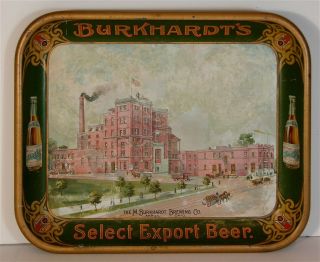 Ca1905 M.  Burkhardt Brewing Company Tin Litho Advertising Beer Tray Factory View