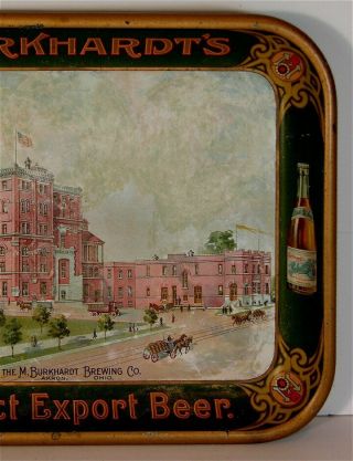 ca1905 M.  BURKHARDT BREWING COMPANY TIN LITHO ADVERTISING BEER TRAY FACTORY VIEW 5