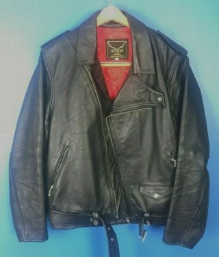 Stagg Australian Classic Brando Style Biker Leather Jacket Size 6 Vintage